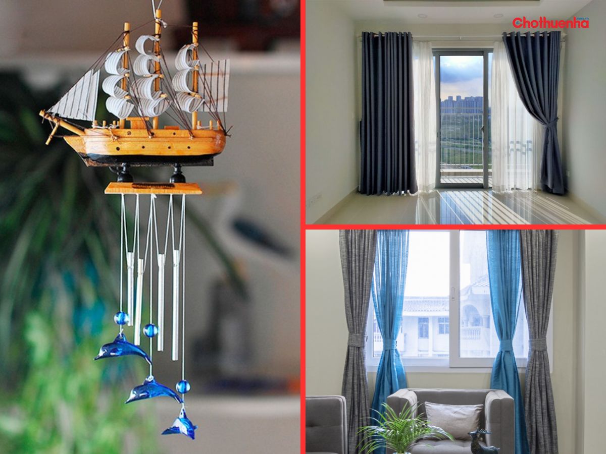 Treo rèm cửa, thảm hoặc chuông gió trước cửa 