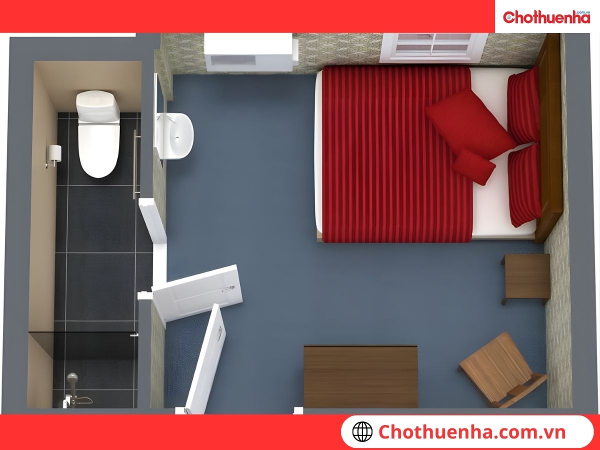Tránh kê đầu giường ngủ vào cửa và nhà vệ sinh