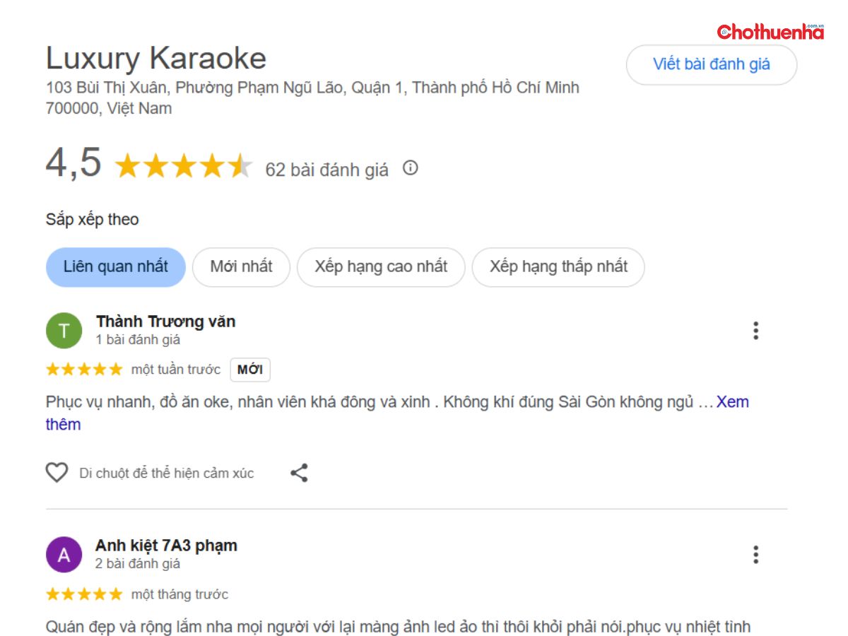 Đánh giá về Karaoke Luxury Quận 1