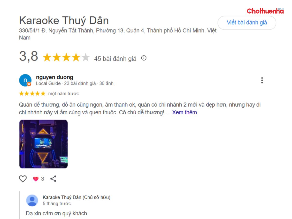 Đánh giá về Karaoke Thúy Dân