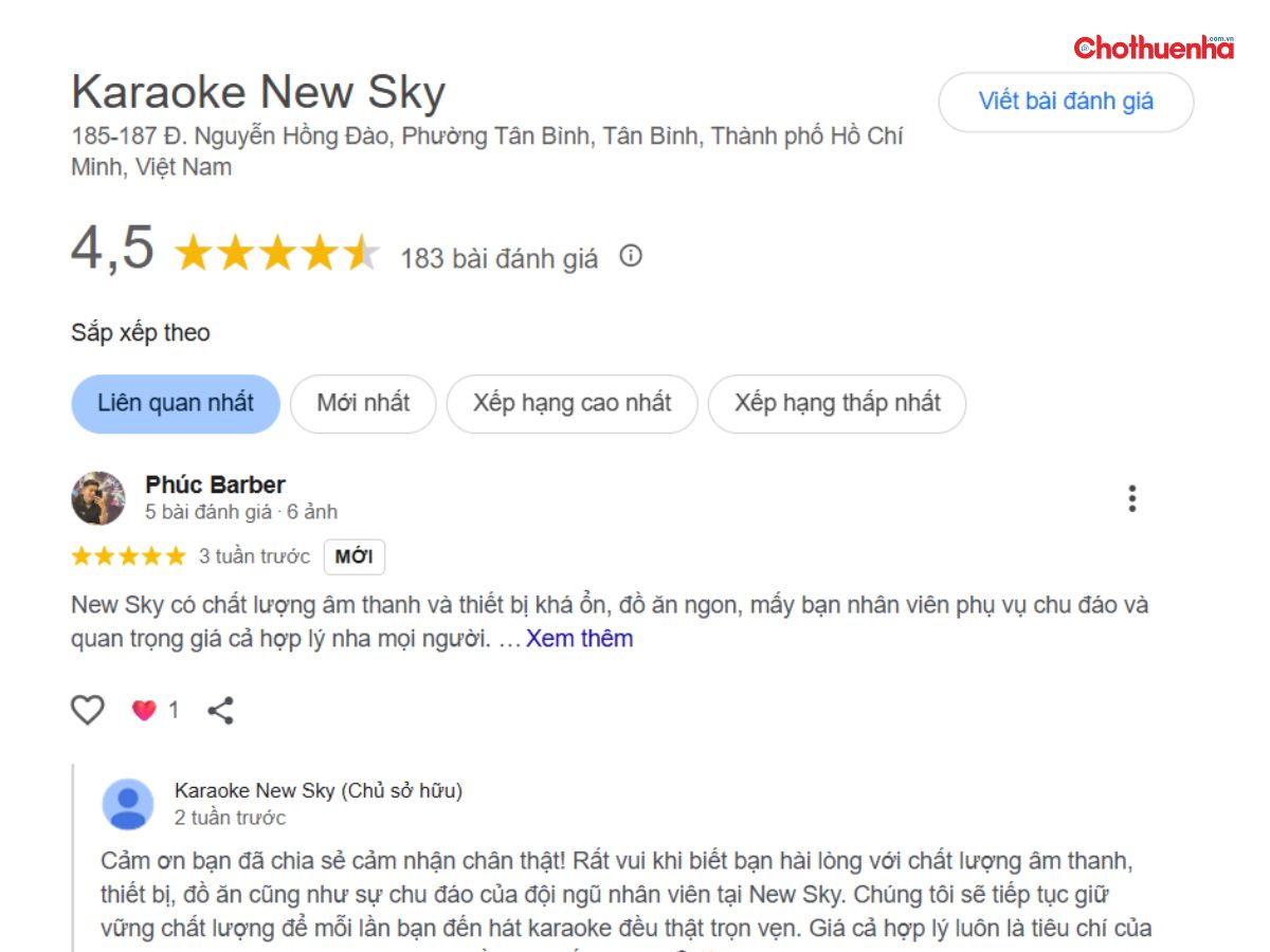 Đánh giá về Karaoke New Sky