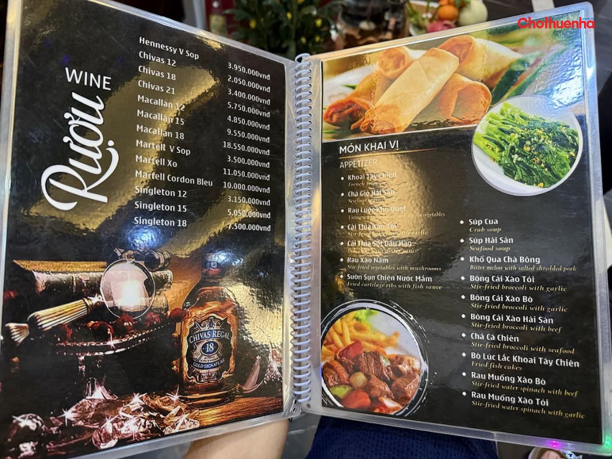 Menu tại La Royal