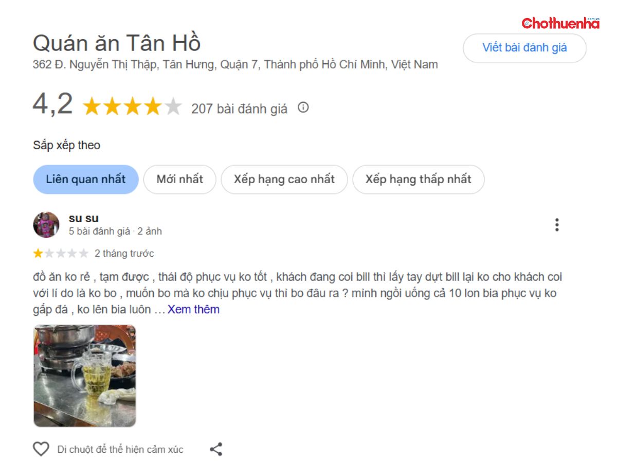 Đánh giá thực tế về Quán nhậu Tân Hồ