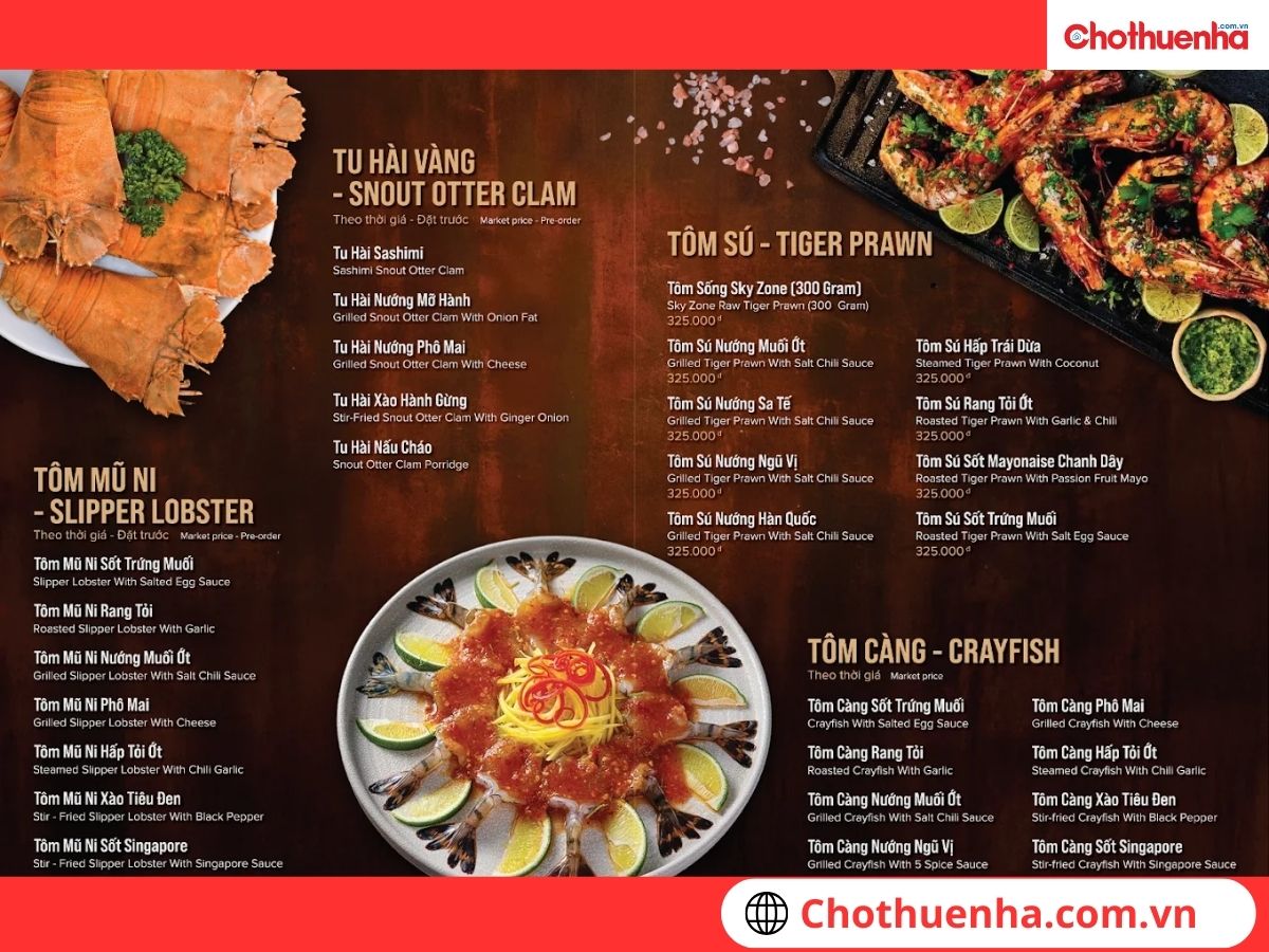 Tham khảo menu tại quán 