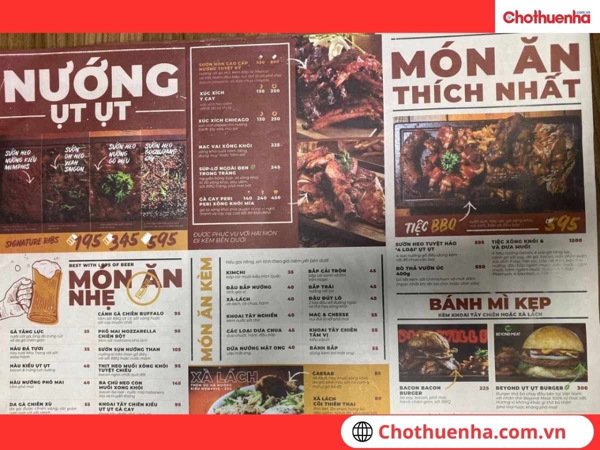 Tham khảo menu tại quán 