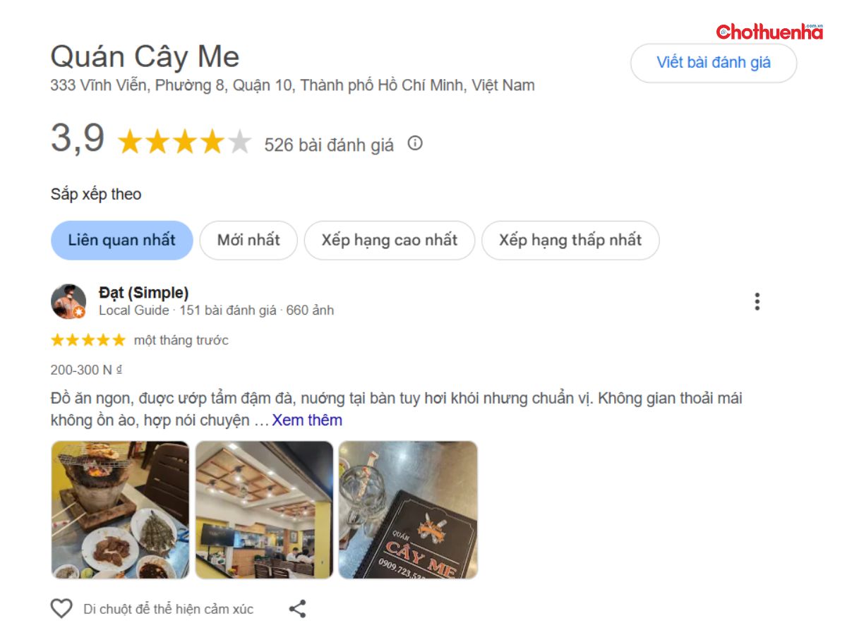 Đánh giá thực tế về Quán Cây Me
