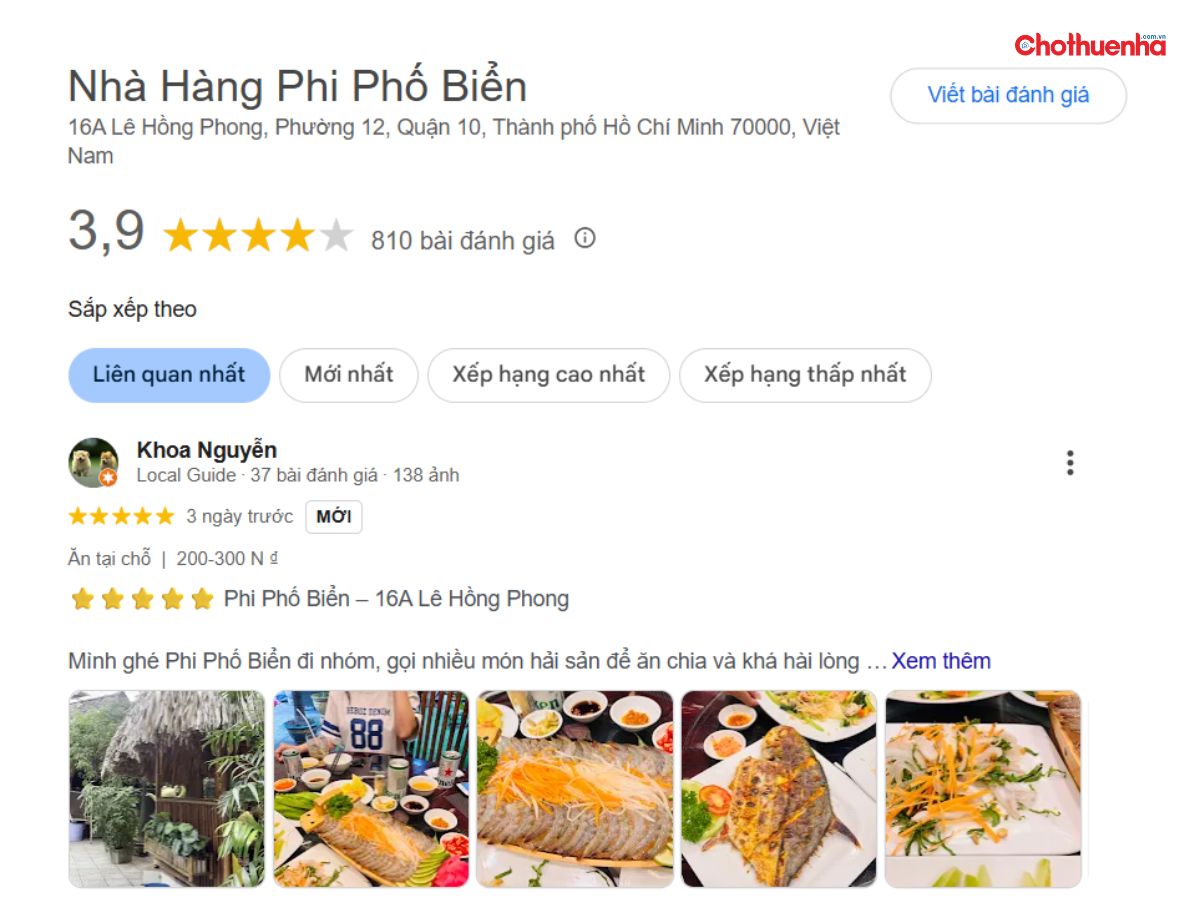 Đánh giá thực tế về Nhà Hàng Hải Sản Phi Phố Biển