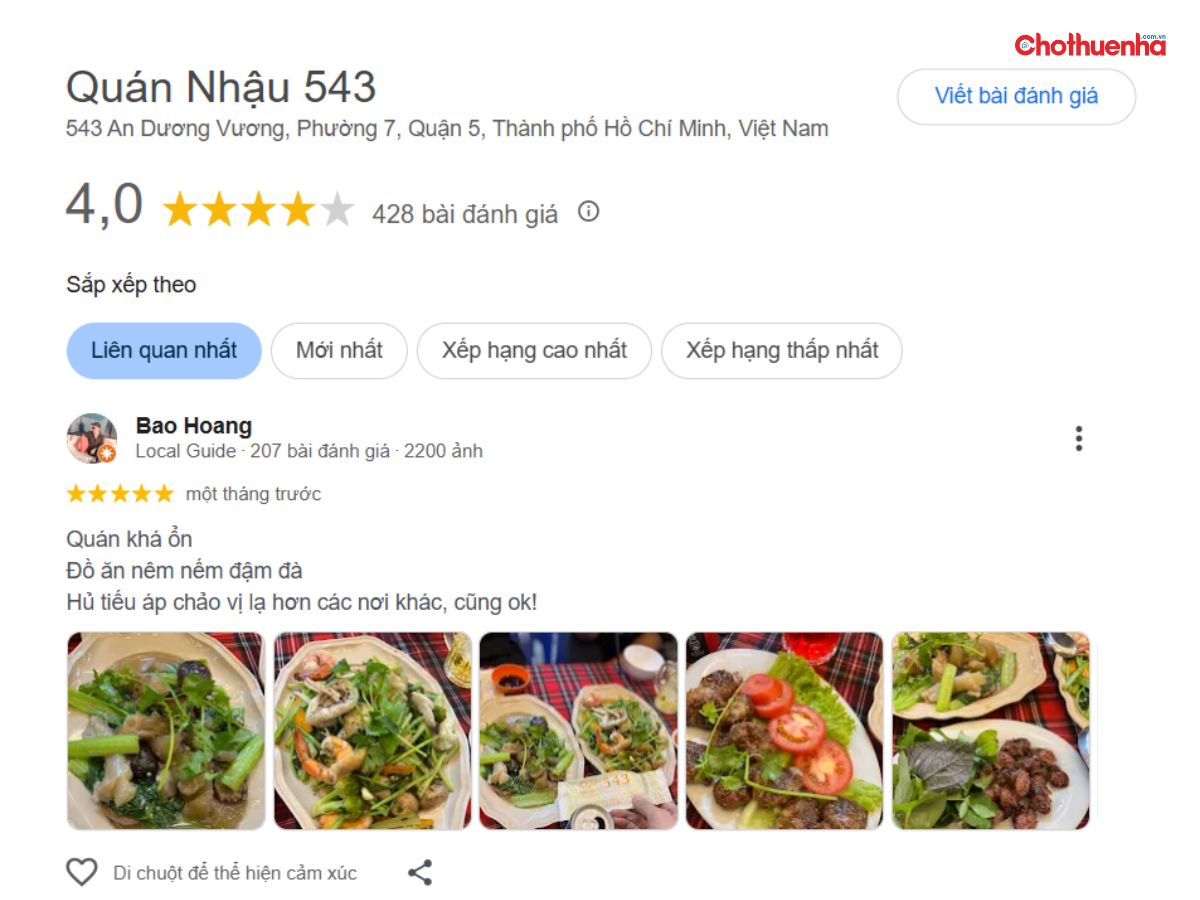 Đánh giá thực tế về Quán Nhậu 543 Quận 5