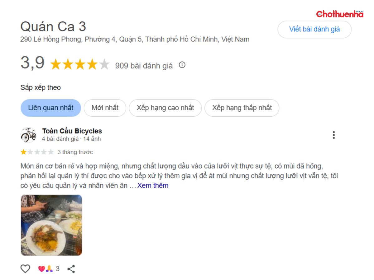 Đánh giá thực tế về Quán Ăn Gia Đình Ca 3