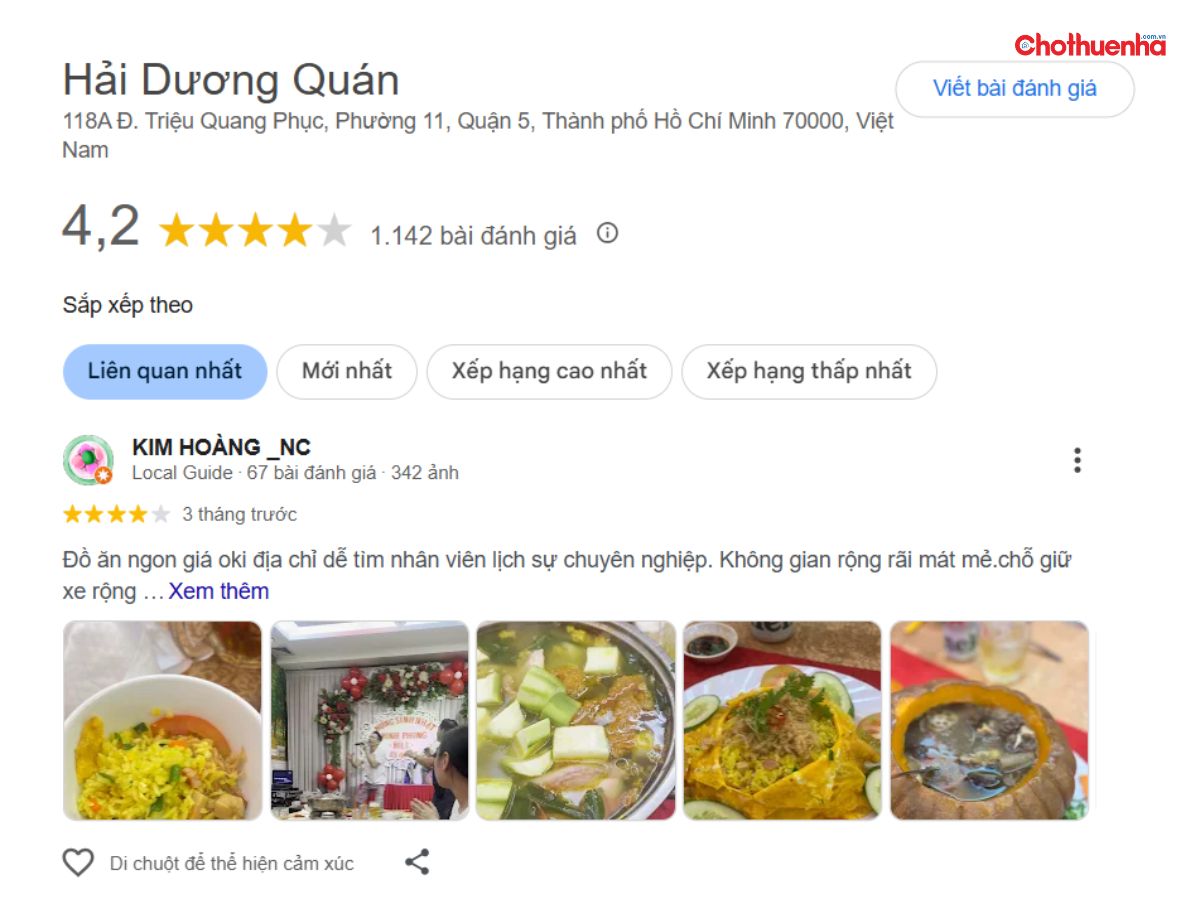 Đánh giá thực tế về Hải Dương Quán
