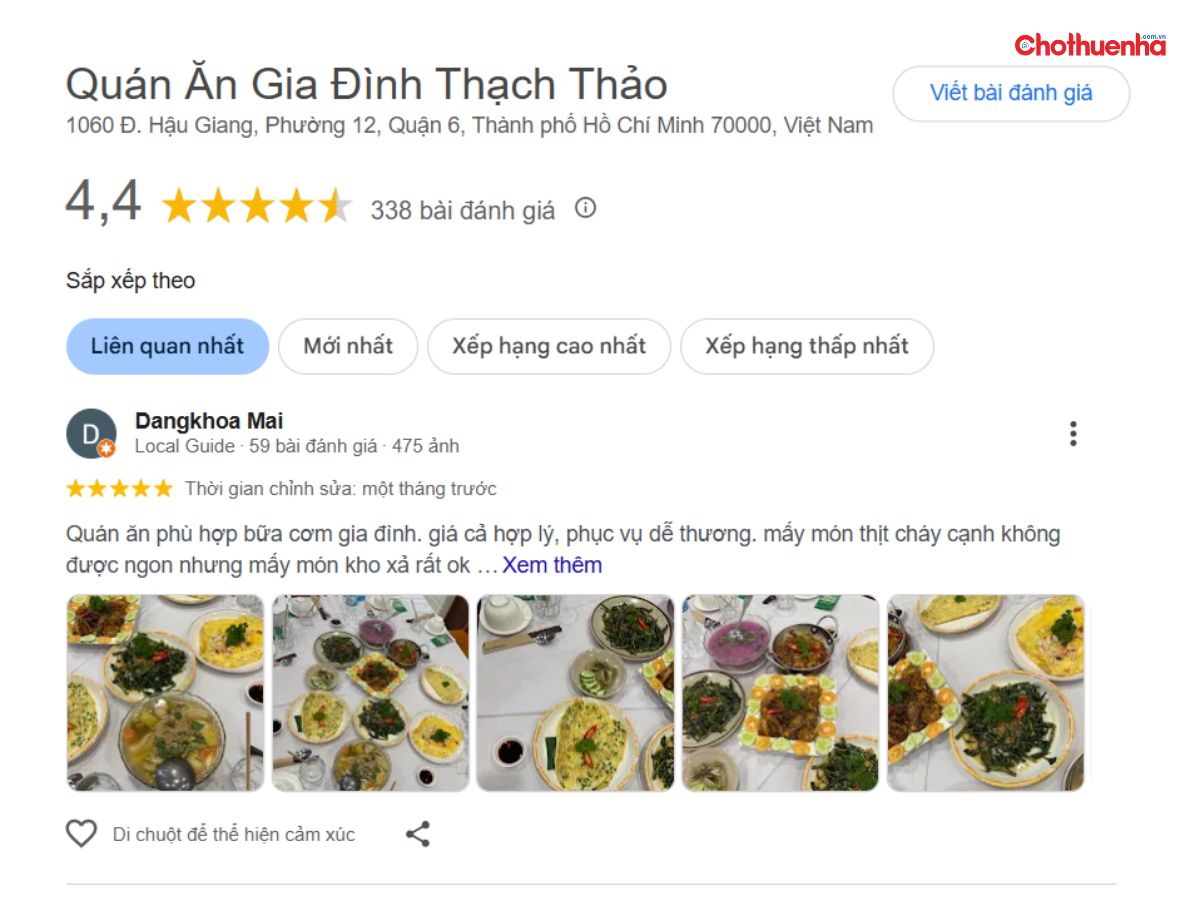 Đánh giá thực tế về Quán Ăn Gia Đình Thạch Thảo