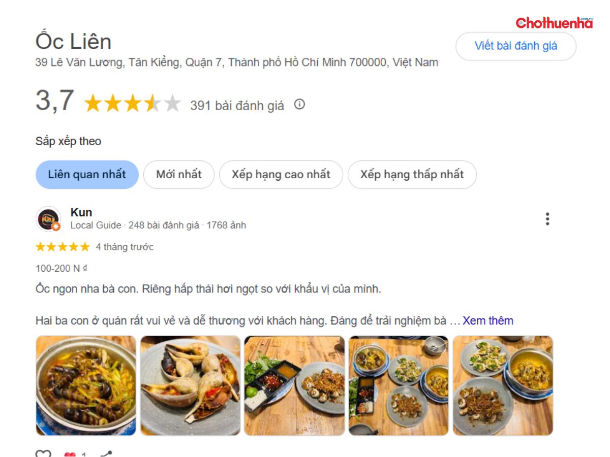 Đánh giá về Ốc liên