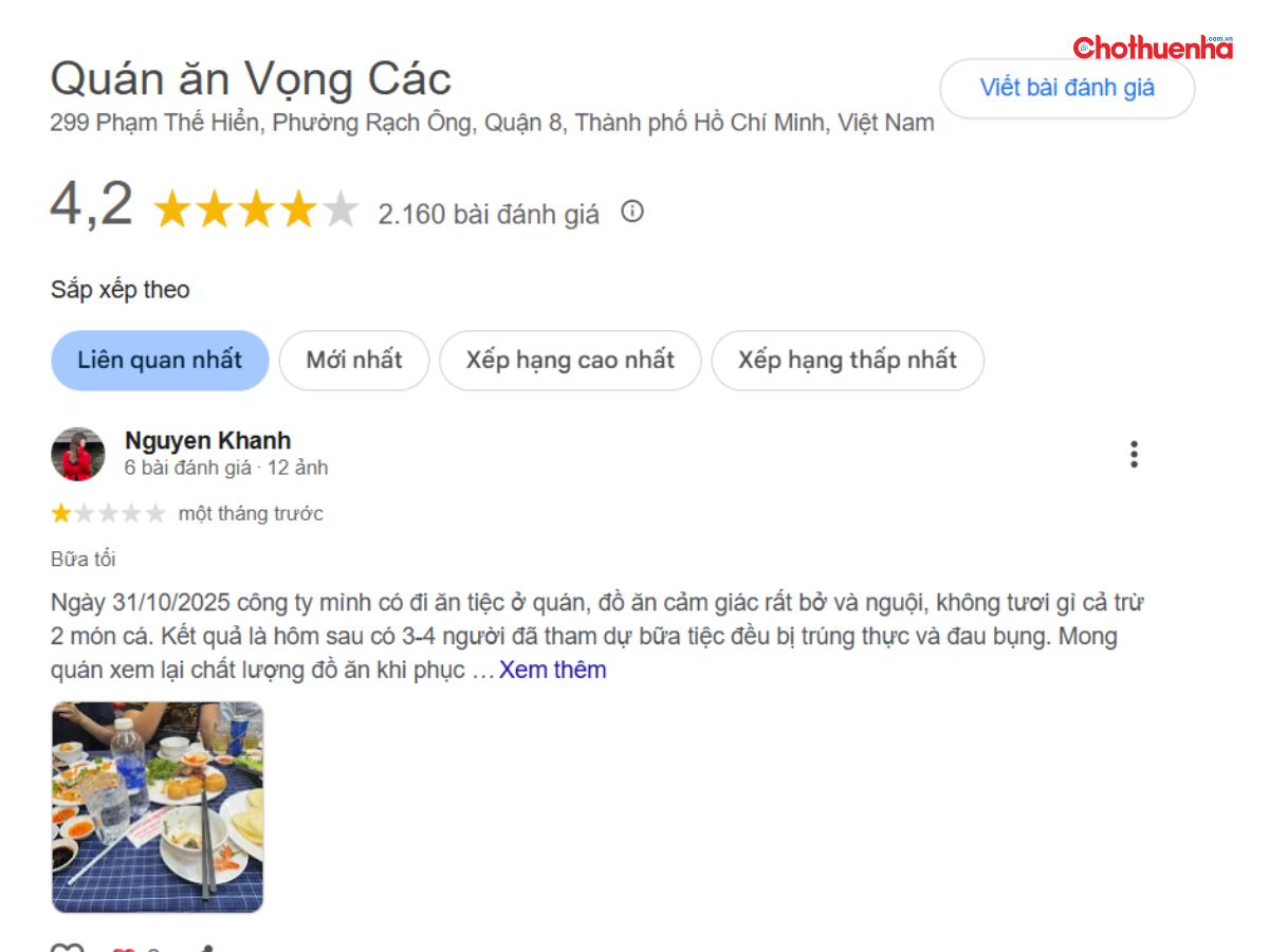 Đánh giá về Quán ăn Vọng Các