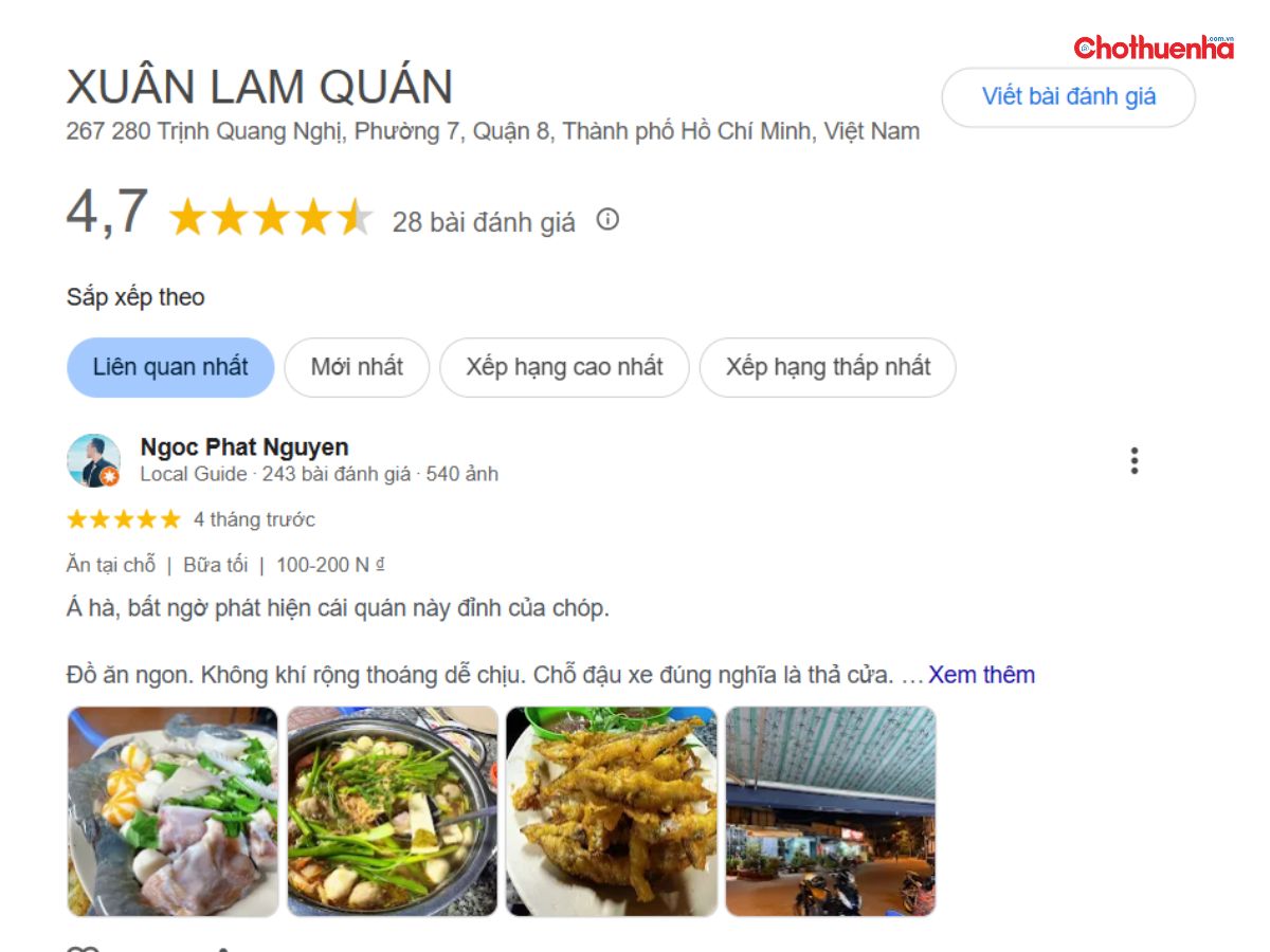 Đánh giá về Xuân Lam Quán