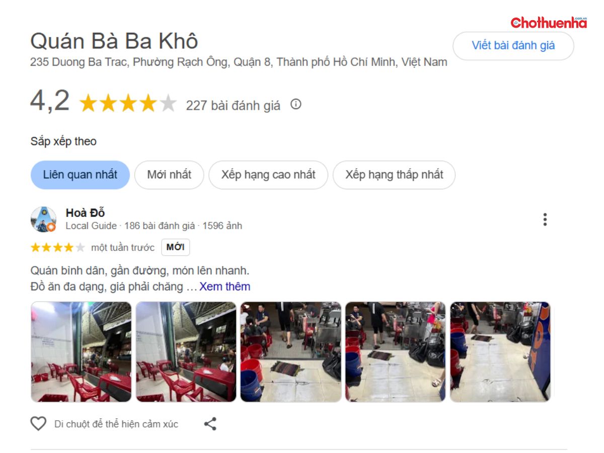 Đánh giá về Quán Bà Ba Khô