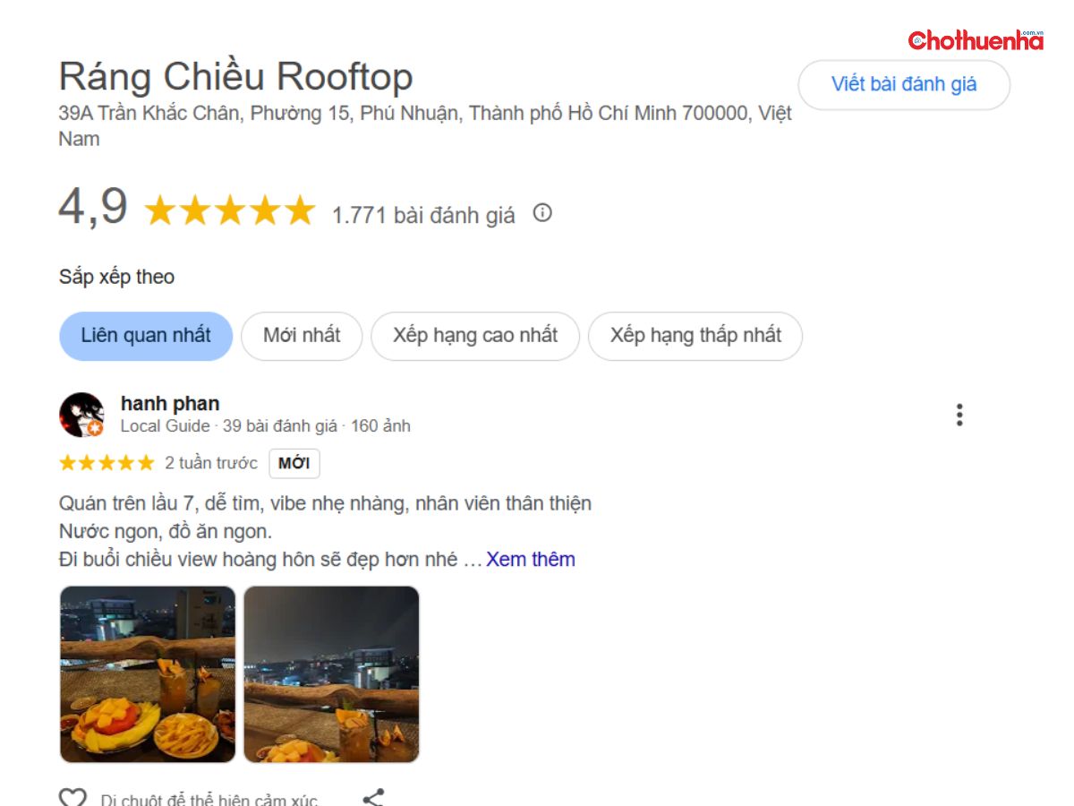 Đánh giá về Ráng Chiều Rooftop